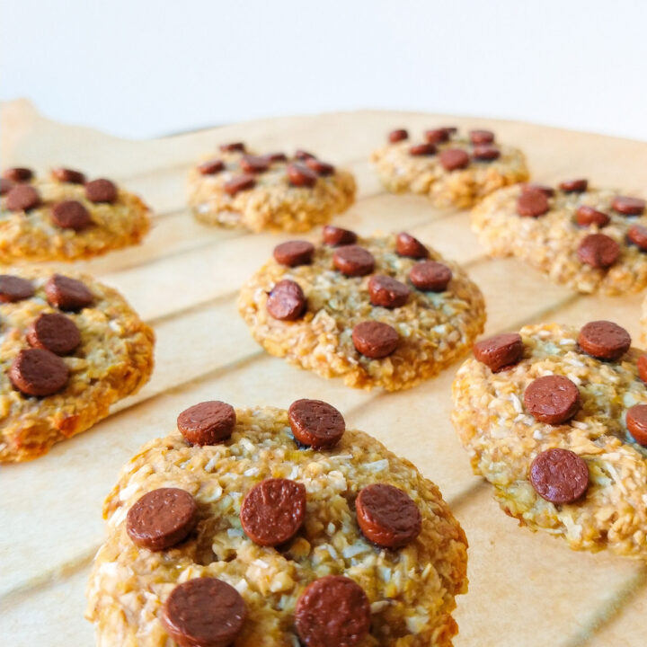 Banana oatmeal cookies with coconut and chocolate chips (flourless)