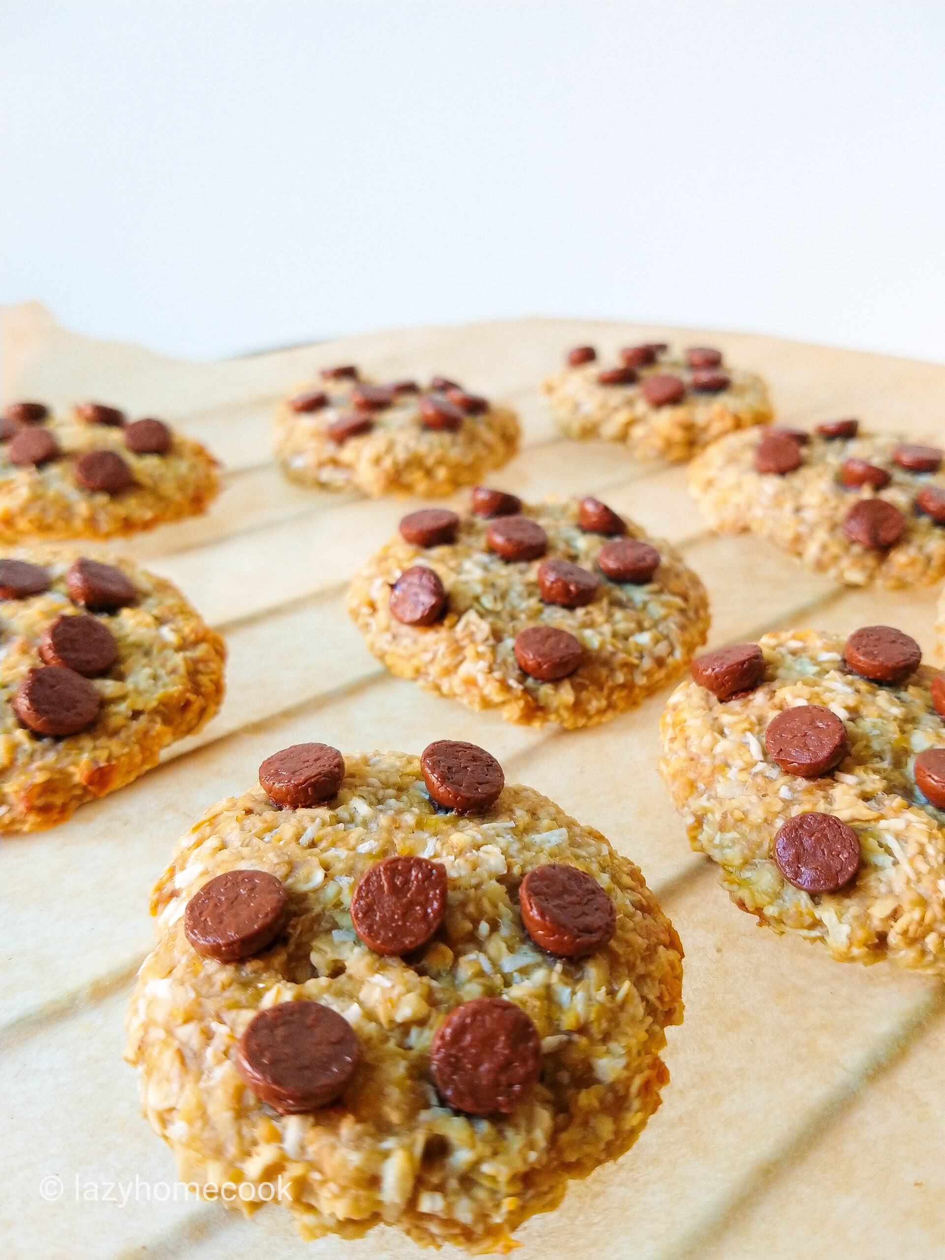 Banana oatmeal cookies with coconut and chocolate chips (flourless)