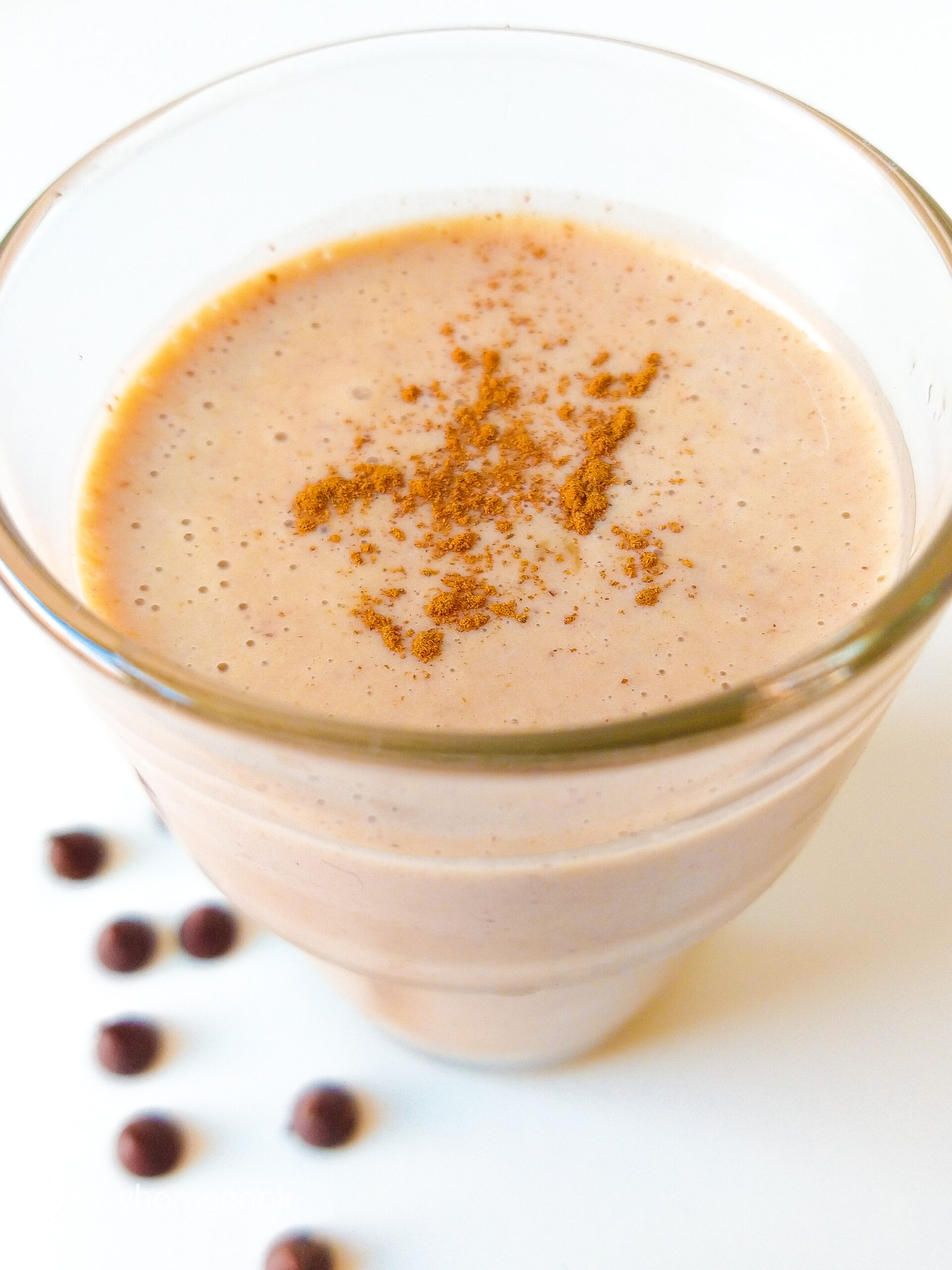 Protein smoothie with peanut butter, yoghurt, chocolate and banana (the best breakfast shake)