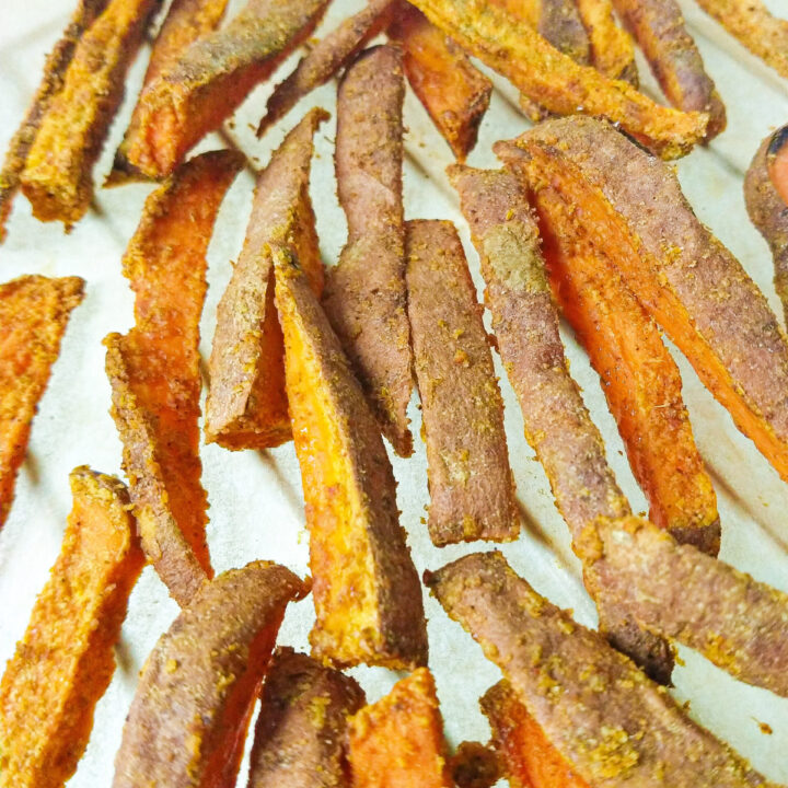 crispy and spicy SWEET POTATO FRIES with cumin