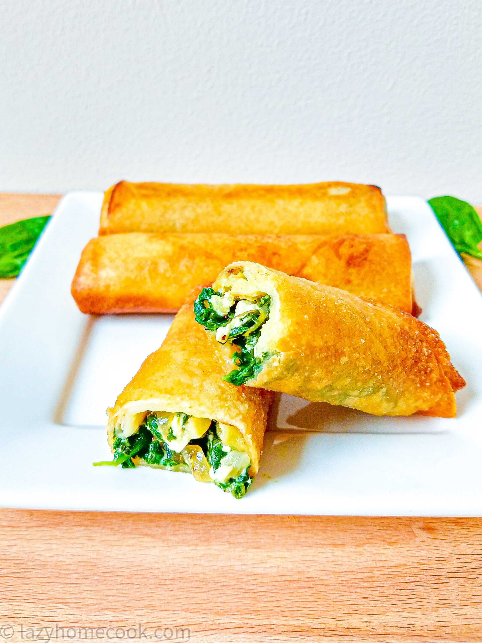 Spinach feta spring rolls