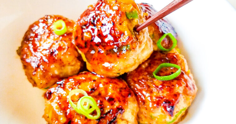 Quick Japanese tofu and chicken meatballs in teriyaki sauce