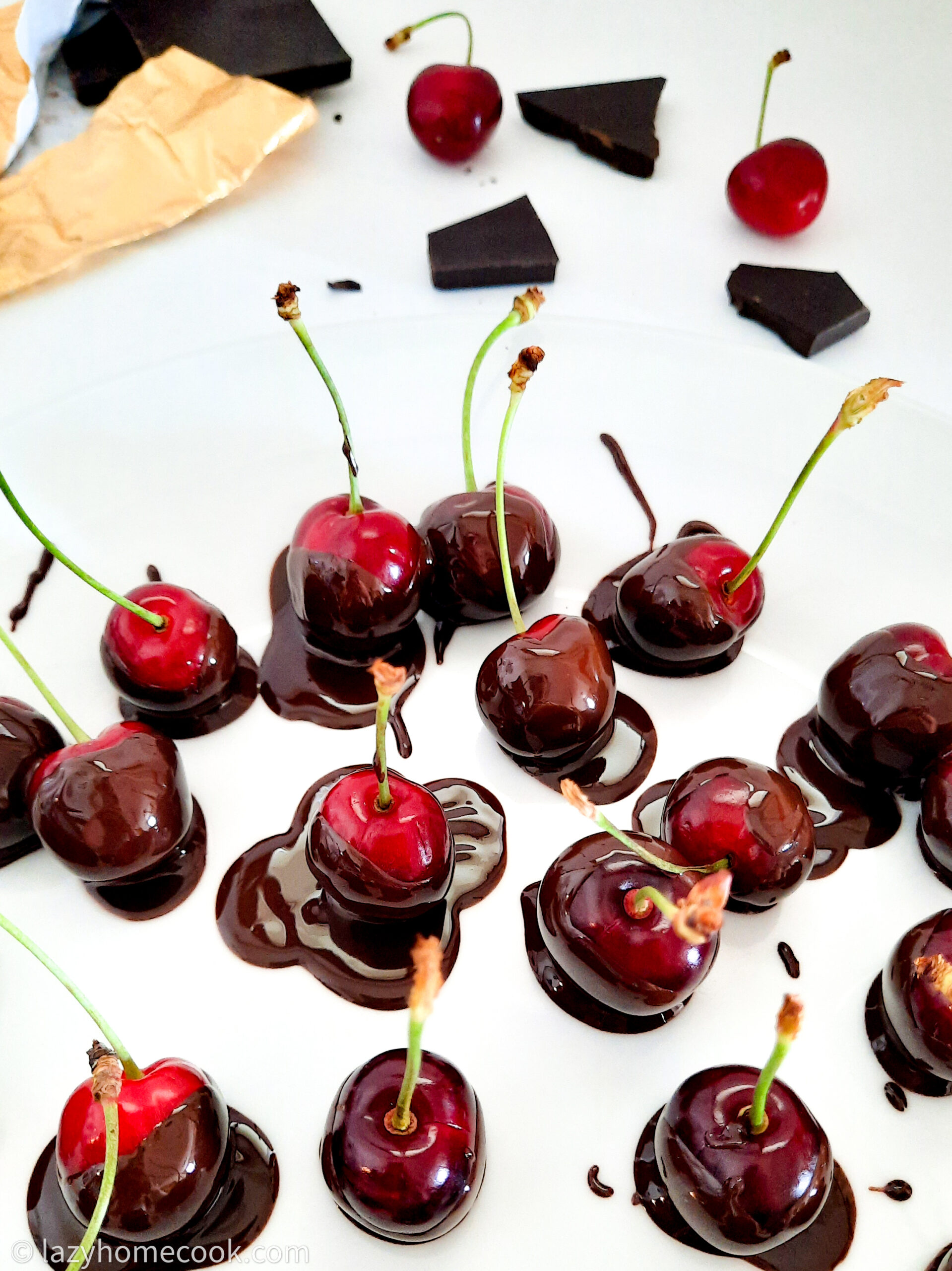 Cherries dipped in dark chocolate